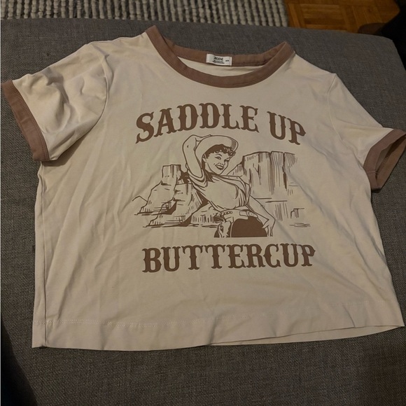 Kids Saddle Up Buttercup T-Shirt - Cream and Brown - Picture 2 of 2